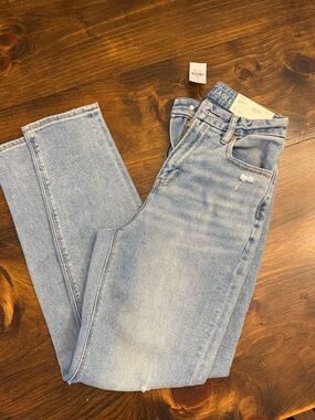 American Eagle Outfitters Curvy Mom Jeans Light Blue Straight Leg Stretch 26W